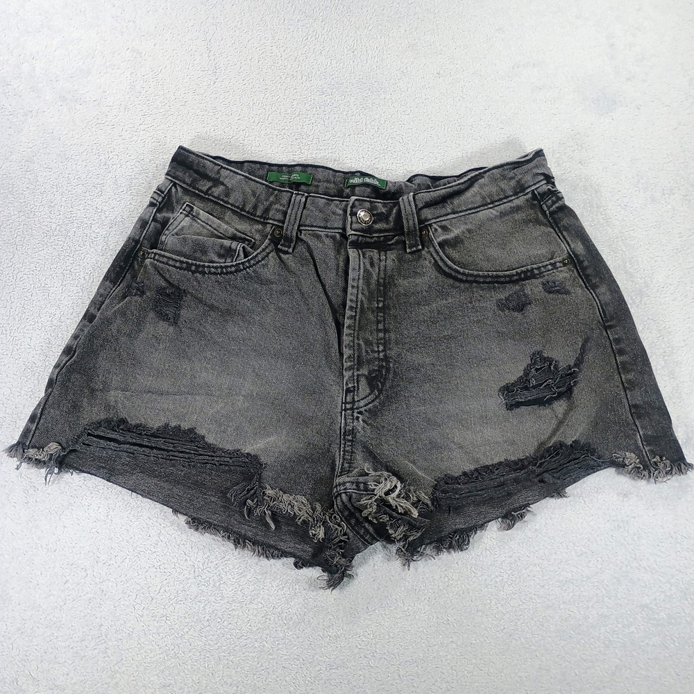 Wild Fable Womens High-Rise Distressed Denim Shorts Black 4 Raw Hem